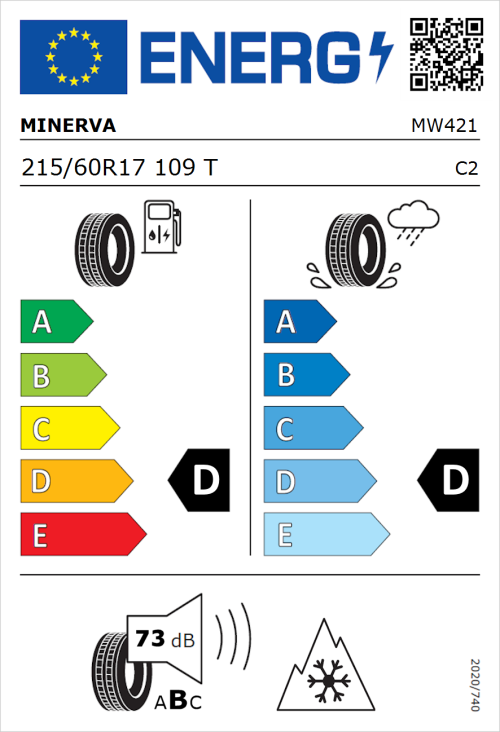 Tyre Label for Minerva S110 215/60R17 109T