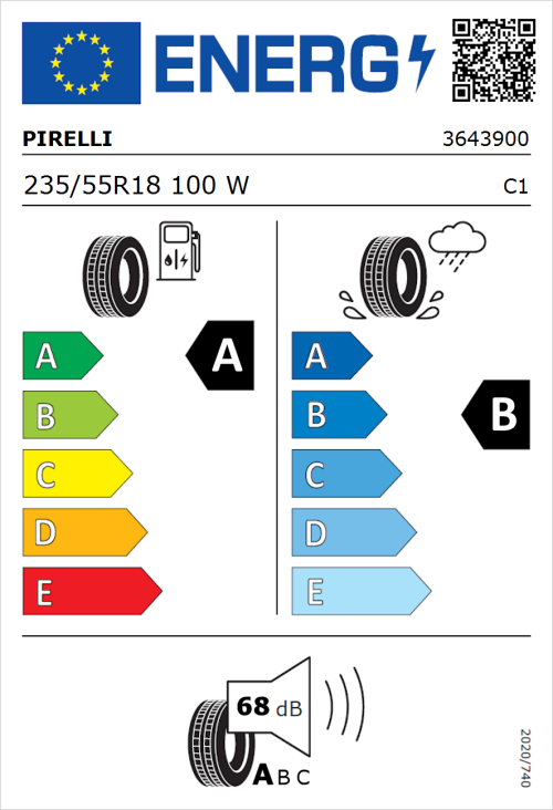 Tyre Label for Pirelli Scorpion Verde 235/55R18 100W