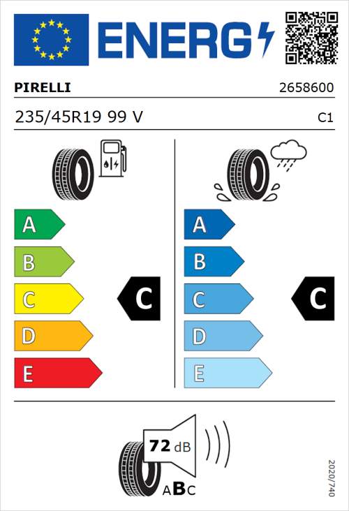 Tyre Label for Pirelli Scorpion Zero Asimmetrico (PNCS) 235/45R19 99V